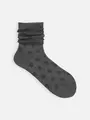 梳毛リンクスドットショートソックス チャコールグレー