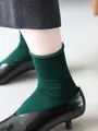 ハイゲージ梳毛ロールショートソックス ダークグリーン