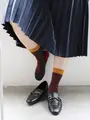 カラーブロックショートソックス バーガンディ