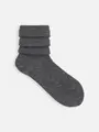 紡毛アンゴラ混フワフワショートソックス チャコールグレー