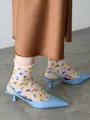 シアーフローラルショートソックス バニラ