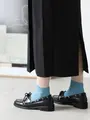 シルケット2×2リブショートソックス レトロブルー