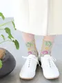 綿麻クレープベジフロートショートソックス オフホワイト