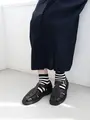 撥水ボーダーショートソックス クロ