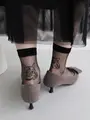 シースルー猫プリントロークルー クロ
