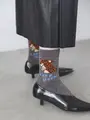 豹ショートソックス チャコールグレー