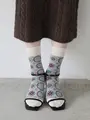 スカーフ柄ショートソックス フレンチベージュ