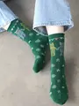HAPPY HOLIDAYSロールショートソックス グリーン