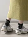 撥水アメリブヒョウ柄ショートソックス クロ