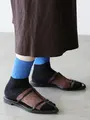 クールタッチコットン切替ボーダーショートソックス クロ