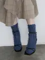 ラメふさふさショートソックス ブルー
