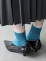 バンブーレーヨン無地ショートソックス ティールブルー
