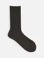 綿ウール1×1リブソックス チャコールブラウン