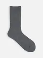 毛混リブ無地ソックス ダークグレー