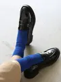 ハイゲージ梳毛ベタソックス ブルー