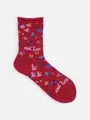 紡毛北欧クリスマスソックス アカ