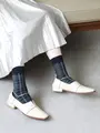 ラインチェックソックス クロ