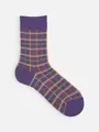 ラインチェックソックス ダークパープル