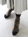 バンブーレーヨンフロートボタニカルソックス クロ