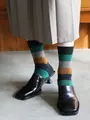 ケミカルアルパカパネルボーダーソックス クロ