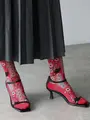パッチワークソックス アカ