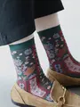 パッチワークソックス ダークグリーン