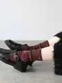 縫製シアーメッシュベロアソックス エンジ