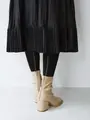 毛混バックシームハイソックス クロ