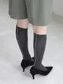 毛混バックシームハイソックス チャコールグレー