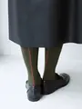 毛混バックシームハイソックス ダークオリーブ