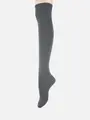 無地ベタオーバーニーソックス チャコールグレー
