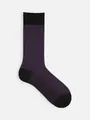 アンチピリング梳毛細ストライプレギュラーソックス（メンズ） クロ/パープル