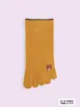 【3足1,386円】五本指色々刺繍スニーカー用ソックス カラシ+クマ