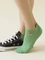 【3足1,386円】わんこ刺繍ワッフルスニーカー用ソックス シバケン+マッチャ