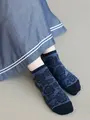 【3足1,386円】線画花柄フロートスニーカー用ソックス コン