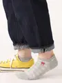 【3足1,386円】ポップ刺繍チェック柄スニーカー用ソックス グレー＋リボン