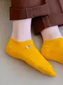【3足1,386円】森のいろいろ刺繍スニーカー用ソックス イエロー＋リス