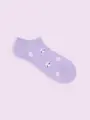 【靴下屋fam】にゃんこ肉球スニーカー丈ソックス ラベンダー＋シロネコ