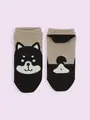 【3足1,386円】動物いろいろスニーカー用ソックス モカ+クロシバ