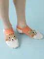 【3足1,386円】動物いろいろスニーカー用ソックス サーモンピンク+チャトラ