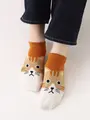 【3足1,386円】動物いろいろスニーカー用ソックス オレンジ+ウシ