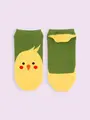 【3足1,386円】動物いろいろスニーカー用ソックス グリーン+インコ