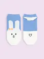 【3足1,386円】動物いろいろスニーカー用ソックス ブルー+ウサギ