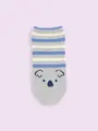 【3足1,386円】ブタさんコアラさんボーダースニーカー用ソックス グレー+コアラ
