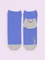 【3足1,386円】かかとねこくるくるショートソックス メイブルー