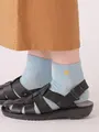 【3足1,386円】ヒトデ&フェザー刺繍ショートソックス サックス+シェル