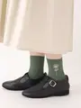 【3足1,386円】お花刺繍ショートソックス オリーブ