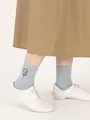 【3足1,386円】お花刺繍ショートソックス サックス