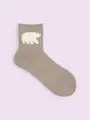 【3足1,386円】もふもふ動物ショートソックス モカ+シロクマ