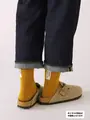 【3足1,386円】タグ付きリブショートソックス カラシ